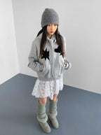 Geometric Patch Tie Hooded Cropped Top OL2211