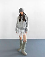 Geometric Patch Tie Hooded Cropped Top OL2211