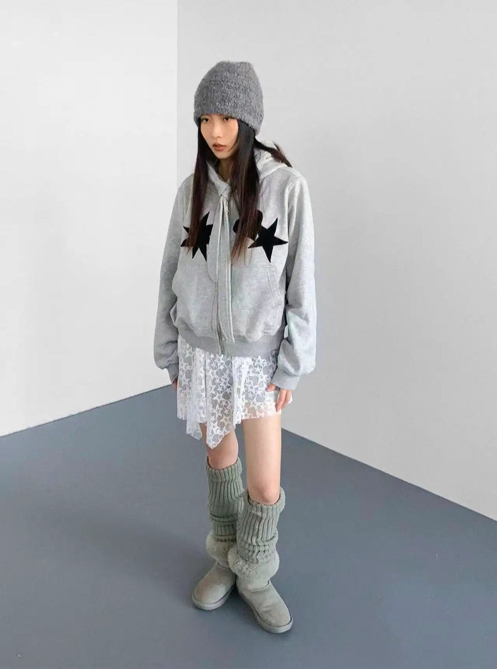 Geometric Patch Tie Hooded Cropped Top OL2211