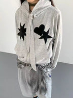 Geometric Patch Tie Hooded Cropped Top   oliviroa オリヴィオラ