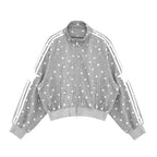 Polka Dot Stand Collar Oversized Sport Jacket OL2212