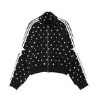 Polka Dot Stand Collar Oversized Sport Jacket OL2212
