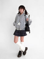 Polka Dot Stand Collar Oversized Sport Jacket OL2212