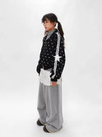 Polka Dot Stand Collar Oversized Sport Jacket OL2212