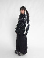 Polka Dot Stand Collar Oversized Sport Jacket OL2212