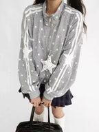 Polka Dot Stand Collar Oversized Sport Jacket OL2212