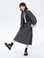 Cat Embroidered Lace Collar Drawstring Windbreaker OL2213