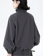 Cat Embroidered Lace Collar Drawstring Windbreaker OL2213