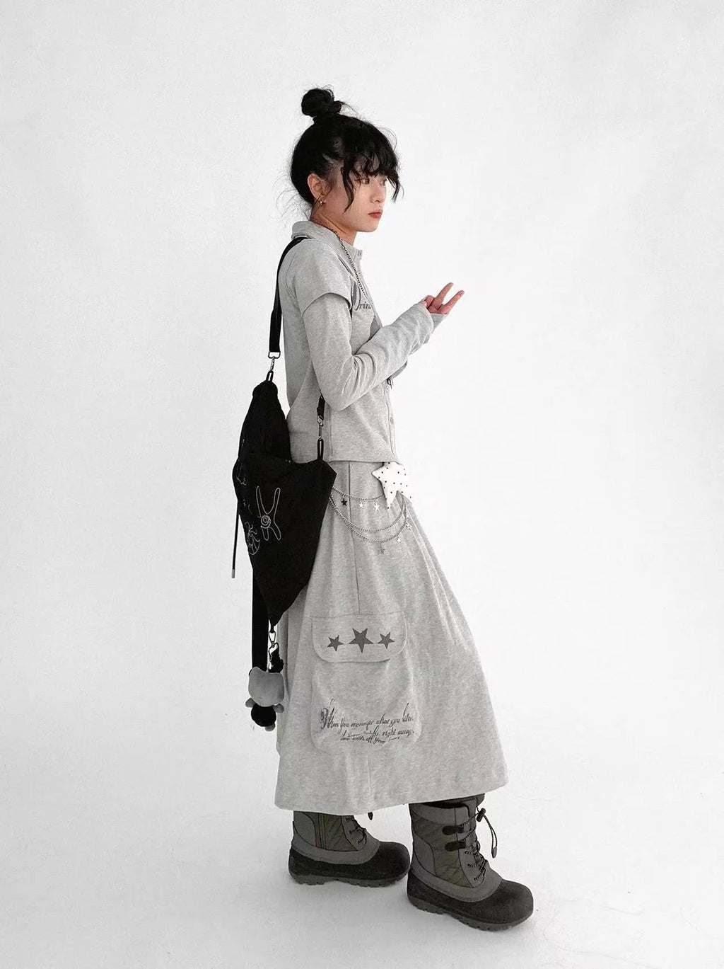 Printed Skort Wide Leg Cropped Cargo Pants   oliviroa オリヴィオラ