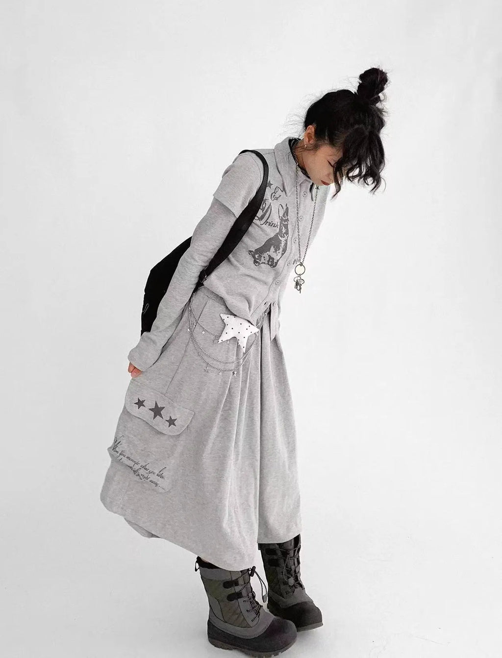 Printed Skort Wide Leg Cropped Cargo Pants OL2214