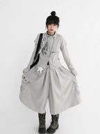 Printed Skort Wide Leg Cropped Cargo Pants OL2214