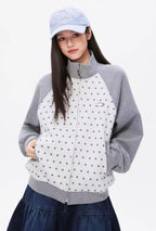 Polka Dot Zip Sweat Jacket OL2217