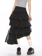 Vintage Stripe Tiered Midi Skirt   oliviroa オリヴィオラ