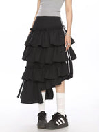 Vintage Stripe Tiered Midi Skirt   oliviroa オリヴィオラ