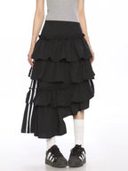 Vintage Stripe Tiered Midi Skirt OL2220