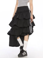 Vintage Stripe Tiered Midi Skirt OL2220