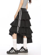 Vintage Stripe Tiered Midi Skirt OL2220
