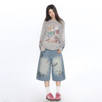Cartoon Graffiti Print Oversized Long Sleeve Tee OL2221