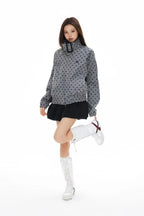 Polka Dot Stand Collar Cropped Jacket OL2222