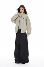 Polka Dot Stand Collar Cropped Jacket OL2222