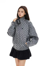 Polka Dot Stand Collar Cropped Jacket OL2222