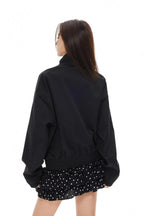 Polka Dot Stand Collar Cropped Jacket OL2222