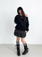 Plaid Pleated A Line Mini Skirt   OL2225