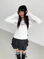 Plaid Pleated A Line Mini Skirt   OL2225