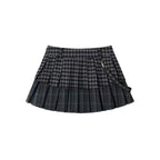 Plaid Pleated A Line Mini Skirt   OL2225