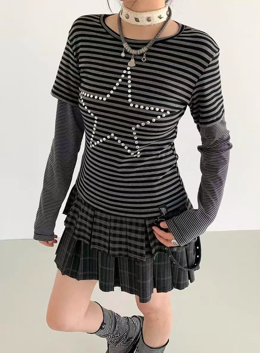 Plaid Pleated A Line Mini Skirt   OL2225