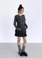 Plaid Pleated A Line Mini Skirt   OL2225