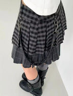 Plaid Pleated A Line Mini Skirt   OL2225