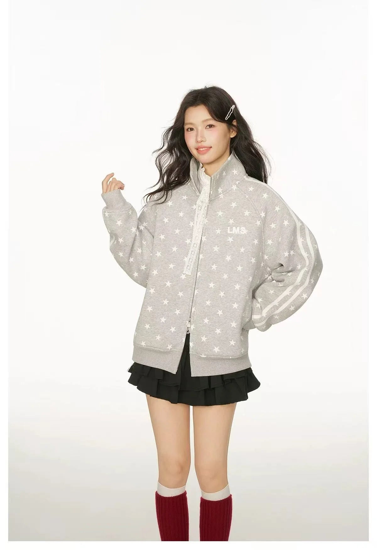 All Over Star Print Stand Collar Jacket   oliviroa オリヴィオラ