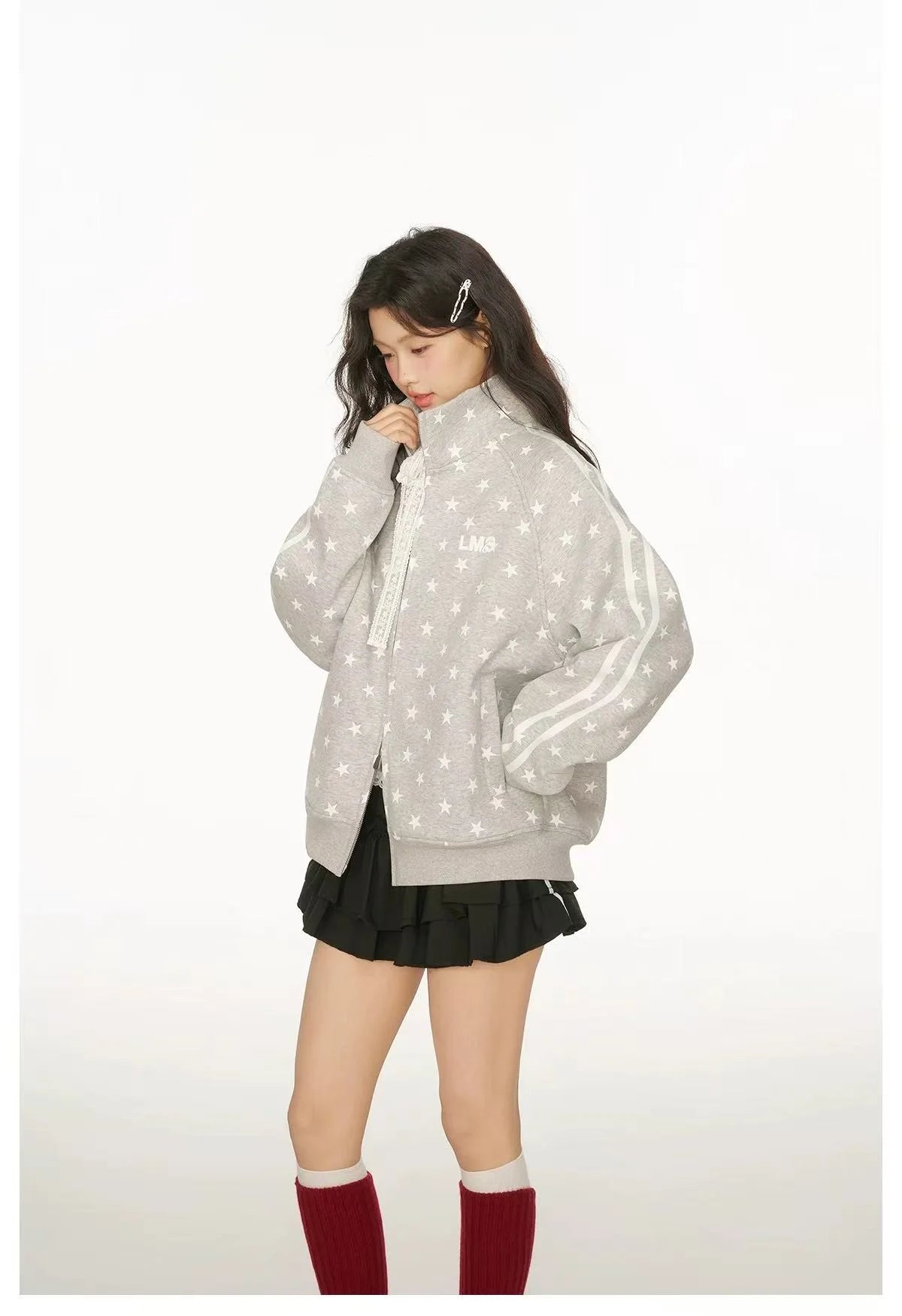 All Over Star Print Stand Collar Jacket   oliviroa オリヴィオラ