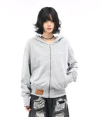 Washed Cropped Zip Hoodie OL2235