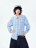 Heritage Blue Plaid Loose Shirt OL2304