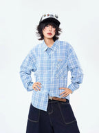 Heritage Blue Plaid Loose Shirt OL2304