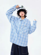 Heritage Blue Plaid Loose Shirt OL2304