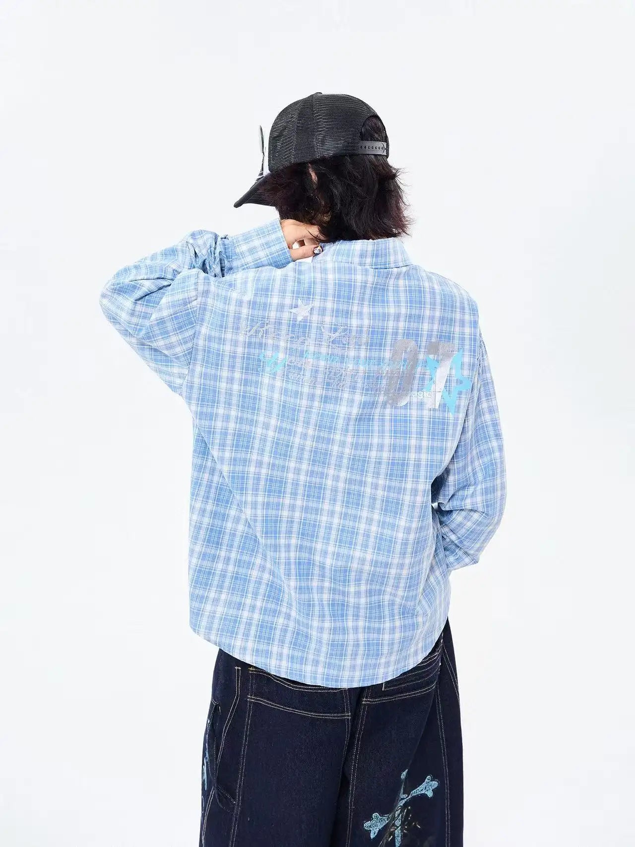 Heritage Blue Plaid Loose Shirt OL2304