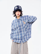 Heritage Blue Plaid Loose Shirt OL2304