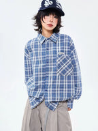 Heritage Blue Plaid Loose Shirt OL2304