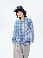 Heritage Blue Plaid Loose Shirt OL2304
