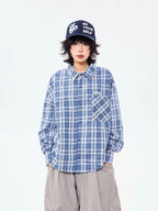 Heritage Blue Plaid Loose Shirt OL2304