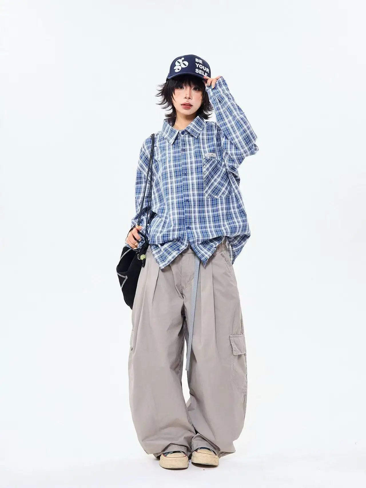 Heritage Blue Plaid Loose Shirt OL2304