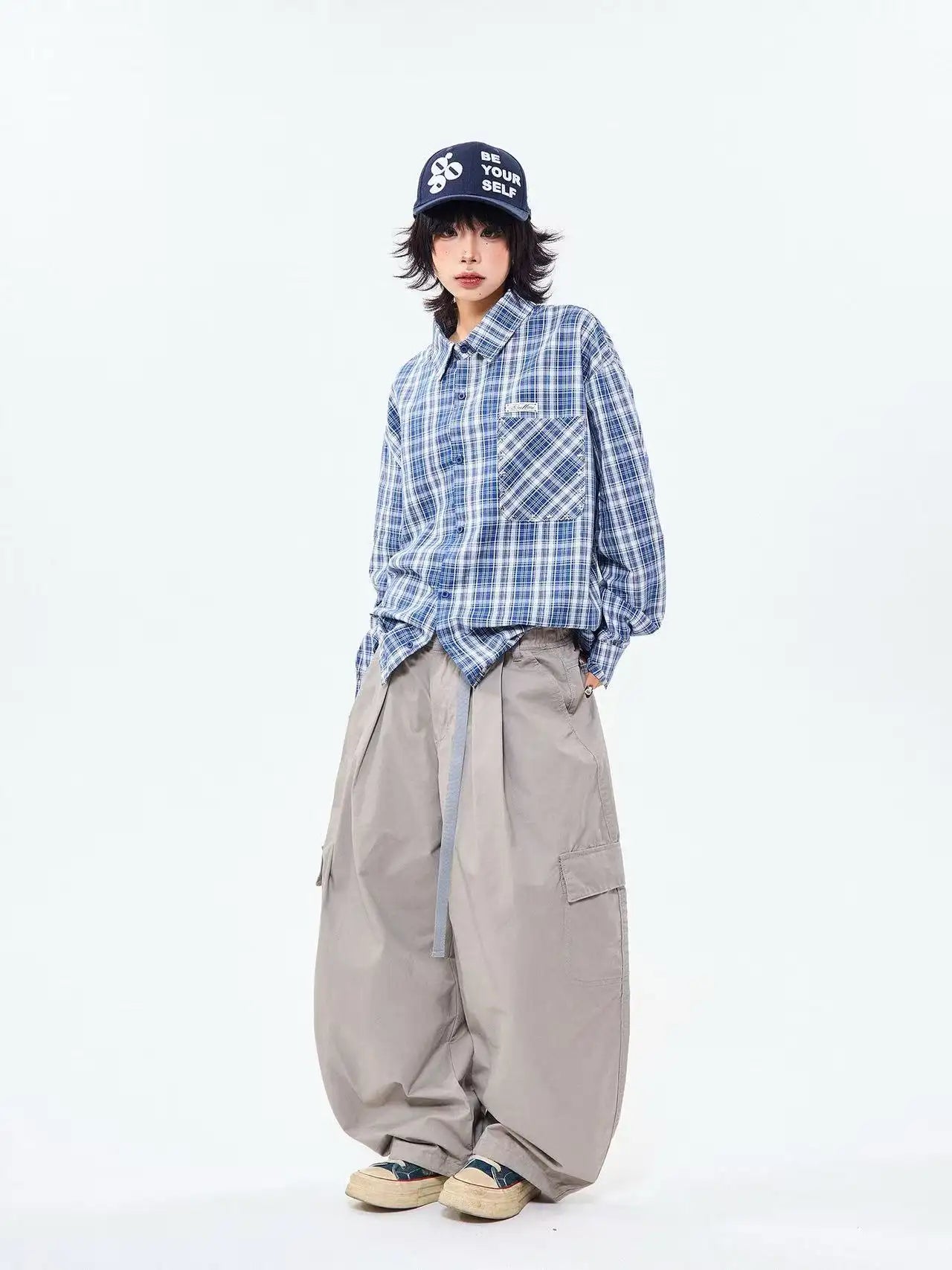 Heritage Blue Plaid Loose Shirt OL2304