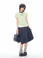 Y2K Melody Print Layered Effect Cropped Tee OL2306