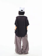 Retro Star V Neck Jersey Oversized Sport Casual Top OL2308