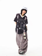 Retro Star V Neck Jersey Oversized Sport Casual Top OL2308