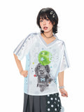 Dog Fruit V Neck Jersey Tee OL2309