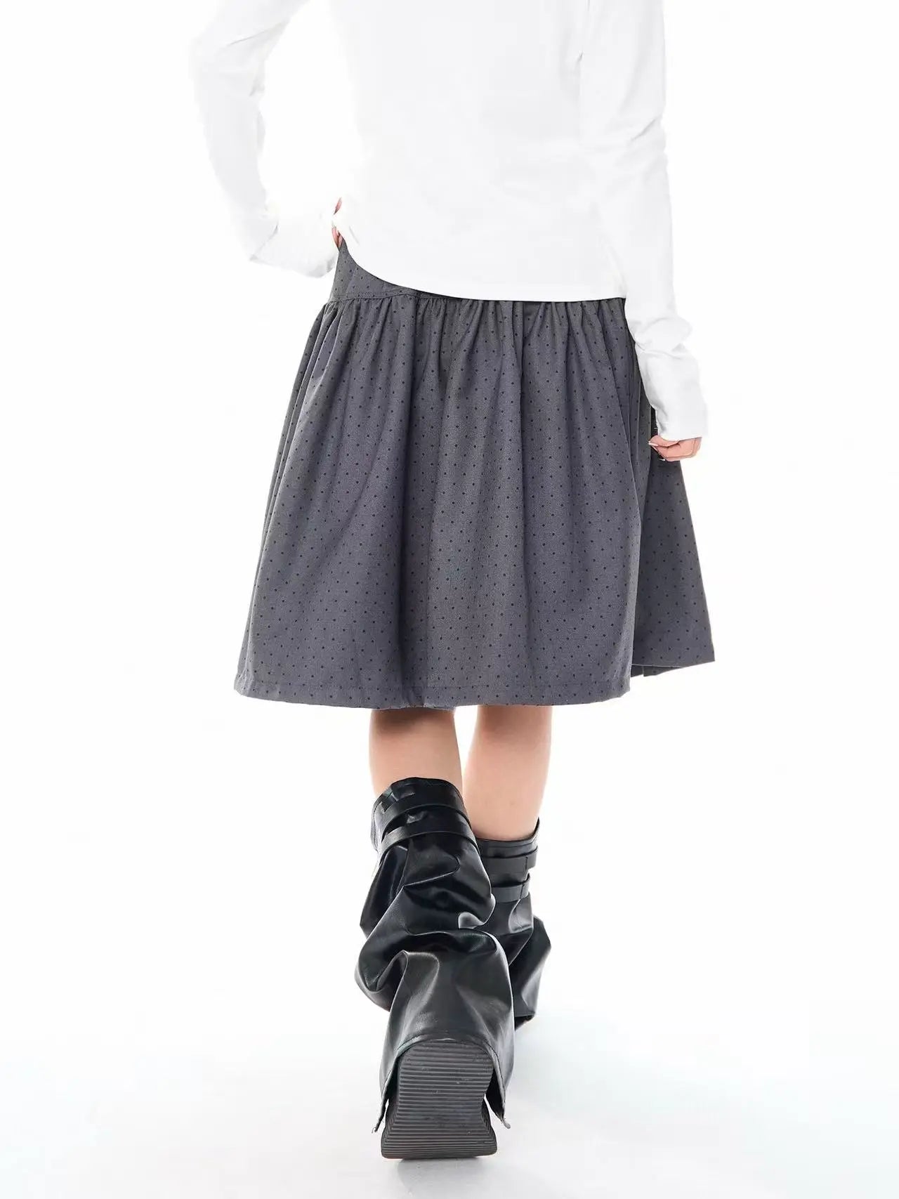 Polka Dot High Waist Pleated A Line Skirt OL2310
